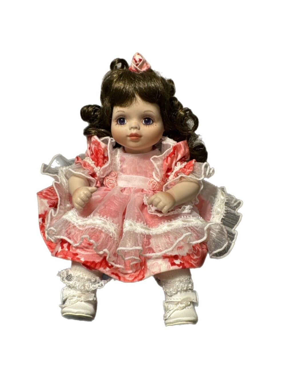 Marie Osmond Paper Roses Tiny Tot Porcelain Doll W/COA & Necklace Rare NIB